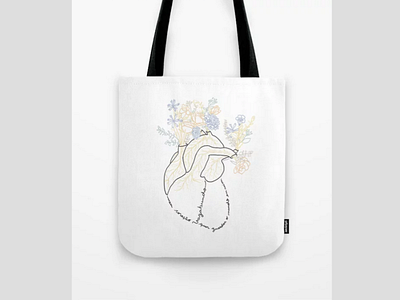 Vagabond Heart Tote Bag blackandwhite heart illustration line art tote bag