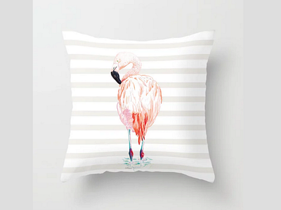 Flamingo Throw Pillow botanical brasil digital art flamingo illustration throw pillow tropical