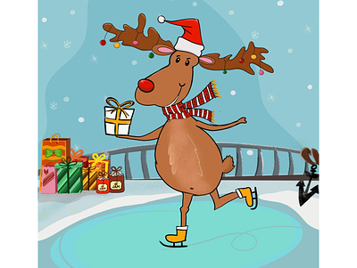Seasons Greetings animal animals branding cartoon christmas christmas card christmas party design ice illustration moose poster procreate reindeer vector visualisation