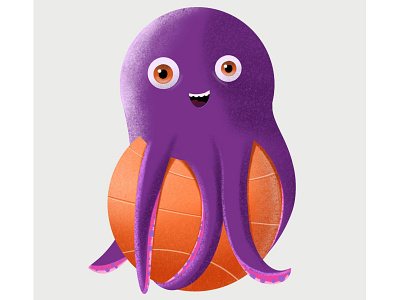 Slam dunk? Mr. Bobblehead here! animal animals ball basketball cartoon design illustration marine octopus poster procreate sea vector visualisation