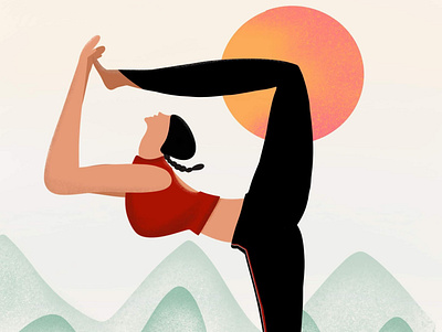 Yoga on the mountains design illustration procreate woman woman illustration yoga