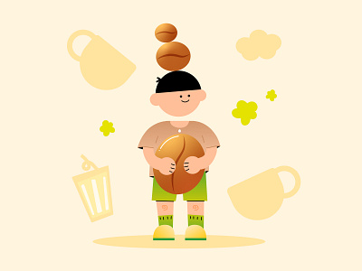 咖啡小吉 Coffee boy coffee color design illustration vector