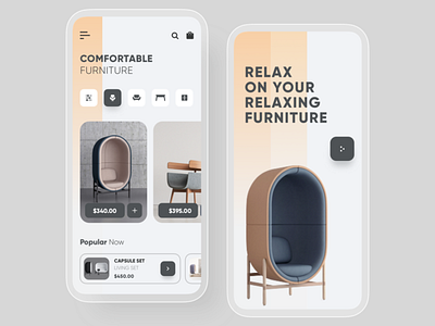 Furniture app Concept app clean design flat illustration illustrator typography ui ux web