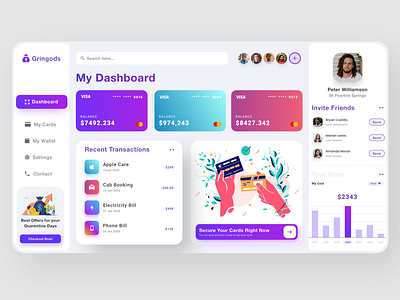 Banking Dashboard app clean dashboard designer freelance illlustration logo popular ui ux webdesign