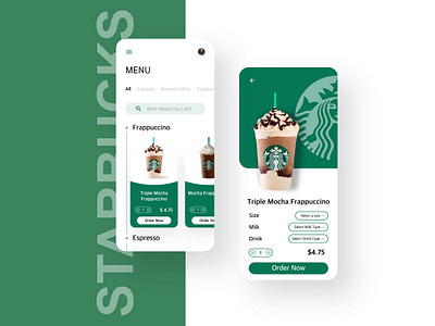 starbucks App concept animation app branding design dribbble flat illustration illustrator ios logo mobile typography ui ux vector web website