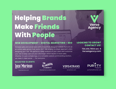 Versa Agency Postcard brand identity branding design postcard print seo type typography ui ux web web development agency