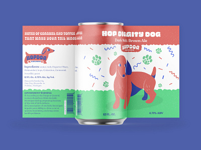 Hop Diggity Dog alcohol packaging ale beer art beer branding beer can beer can design beer label brand identity branding design dog dog illustration fanny illustration