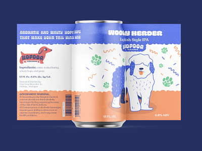 Wooly Herder IPA beer art beer can beer cans beer label brand identity branding brewery design dog dog illustration illustration typography vector visual identity