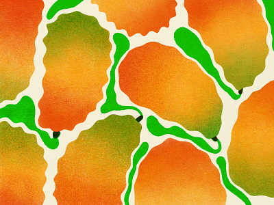 Wiggly Bois abstract drawing fruit illustration mango print print making riso risograph risography