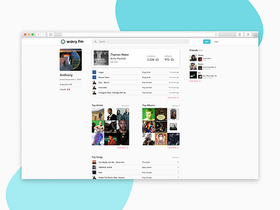 Gathering your music taste to share with the world album art music social media spotify tracking ui ux wavy wavy.fm