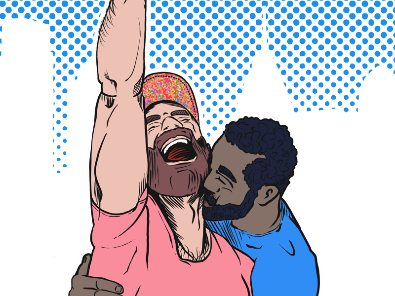 Pride in the city digital diversity gay pride illustration kiss philadelphia skyline