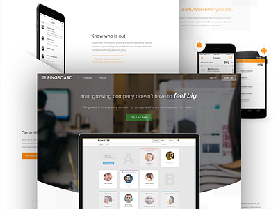Pingboard Site Redesign layout mockups product responsive site starup tech tool web