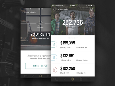 Early concept for Pare Booking. band booking concept fnsz funsize ios layout mobile money music ui ux