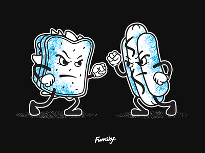 Sandwich vs. Hotdog dual fight hotdog illustration sandwich