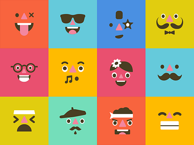 Powerupp Emojis app cards colorful emoji illustration job mobile profile social swipe ui ux
