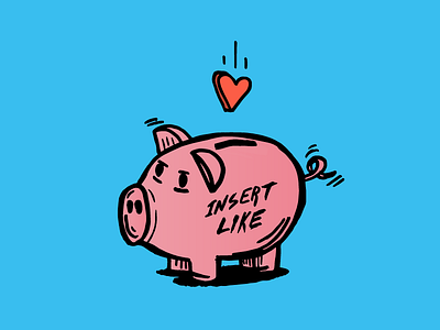 The Piggy Bank - IN$€RT LiK€”🔻🖤🐷 addiction bank illustration likes marker network piggy social society