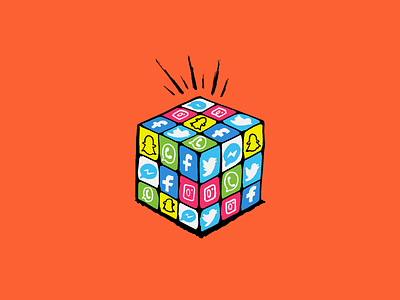 Impossible to solve this cube! addiction colorful cube illustration networks puzzle rubik social society vector
