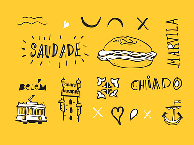 Lisbon Guide by Facebook illustrations #01 color guide handrawn illustration lisbon portugal yellow