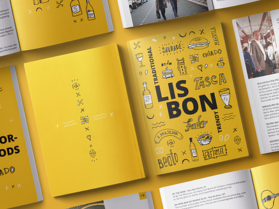 Illustration and editorial design for "Lisbon Guide by Facebook" book cover design editorial facebook guide illustration lisbon yellow