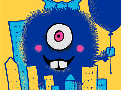 The big smiling monster colorful cute draw illustration monster sharpie texture