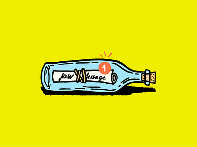 New message in the bottle bottle color illustration message notification sharpie yellow