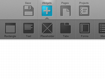 Expanding Toolbars app jquery wireframe