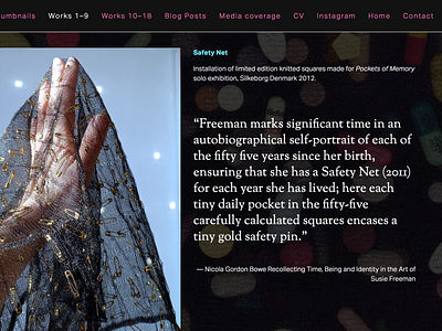 Susie Freeman website - screenshot art artist brand branding creative culture design graphic design web design