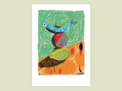 Stone Soup magazine illustration art artist balance brush design drawing fish food food illustration fruit handmade illustration illustrator magazine oil pastel sale suzanne lustig table yin yang