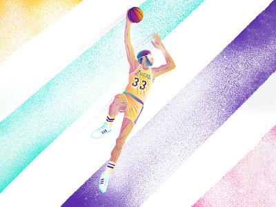 The iconic skyhook. Who's your favorite Laker of all time? art california goggles illustration kareem lakers losangeles oldschool procreate skyhook