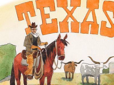 Texas Detail illustration texas watercolor