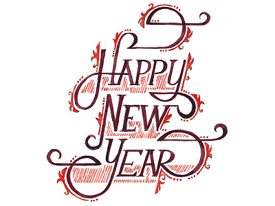 New Year Illustration Dribble decorated decorative detailed drawing hand holiday lettering new years watercolor