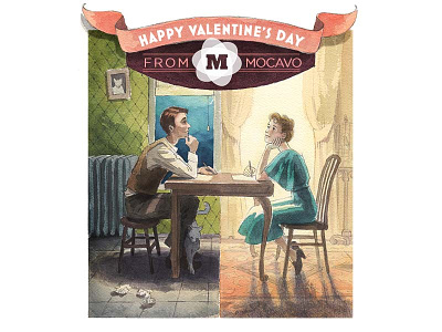 Valentine's Day Graphic illustration mocavo paint painting valentine watercolor