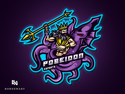 POSEIDON ESPORTS MASCOT GAMING LOGO