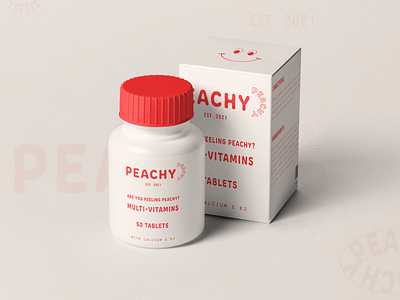 Peachy Vitamin Branding adobe branding design graphic design illustration illustrator logo packaging design photoshop product design vitamin packaging vitamins