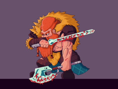 Viking character game art illustration pixel art