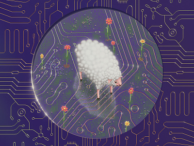 Do androids dream of electric sheep? android animal artificialintelligence bookcoverillustration bookillustration chip commercialillustration computer coverdesign cyberpunk design digitalillustration futuristic illustration pattern patterndesign popart popsurrealism scifi sheep