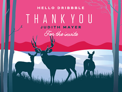Hello Dribbble Debut Thank You colorado debut deer grass hello dribbble invite lake mountains silhouette snow thank you trees