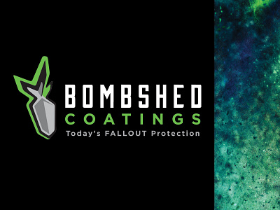 Bombshed Coatings logo black bomb bomb shelter brand branding design fallout green logo logo mark logodesign powder powder coating typography vector