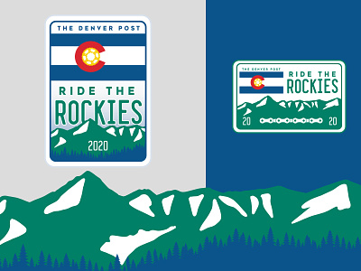 2020 Ride The Rockies logo design bike brand branding colorado flag gear logo mountains sign trees typography vector