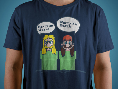 Wayne Bros apparel apparel mockup garth illustration art luigi mario mario bros mario brothers mario party super mario bros super mario world tshirt tshirt design wayne waynes world