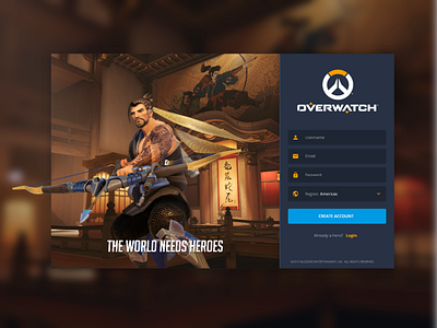 Daily UI Challenge #001 - Signup - Overwatch daily 100 challenge dailyui dailyui 001 overwatch signup ui