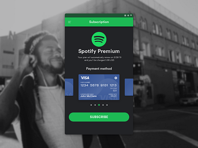 Daily UI Challenge #002 - Credit Card Checkout - Spotify