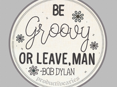 Groovy bobdylan cute embroidery flowers girly hippie illustration