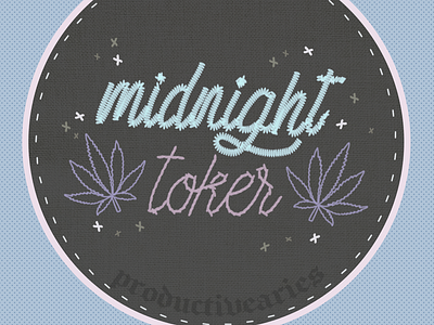 midnight toker cute dark edgy embroidery illustration pastel weed