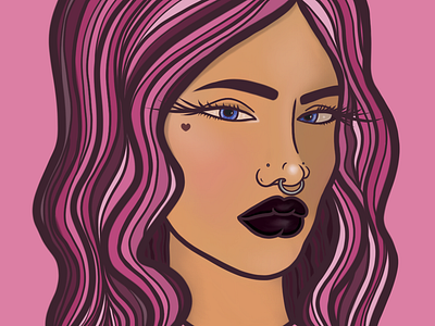 Practice Portrait fierce girly goth illustration pastelgoth pink portrait