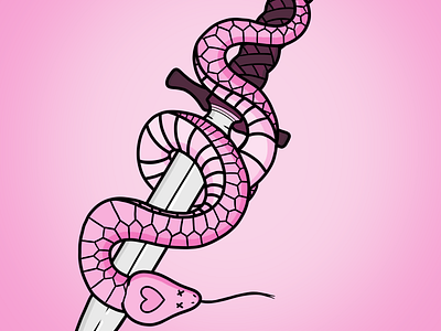 Pink Snake cute dagger edgy girly illustration snake