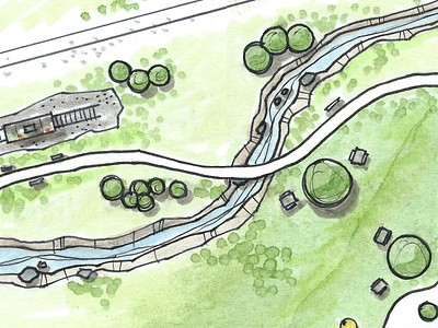 Folsom Corridor West End concept drawing landscape architecture park