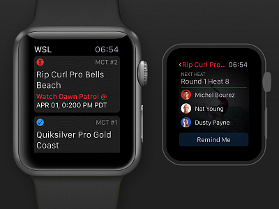 World Surf League Apple Watch Concept app apple apple watch ios sketch sport sports surfing ui watch wearable