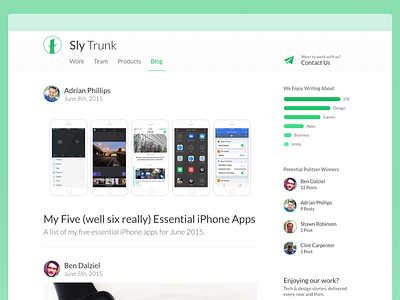 Sly Trunk Blog blog company design desktop graph post site sketch ui ux web website