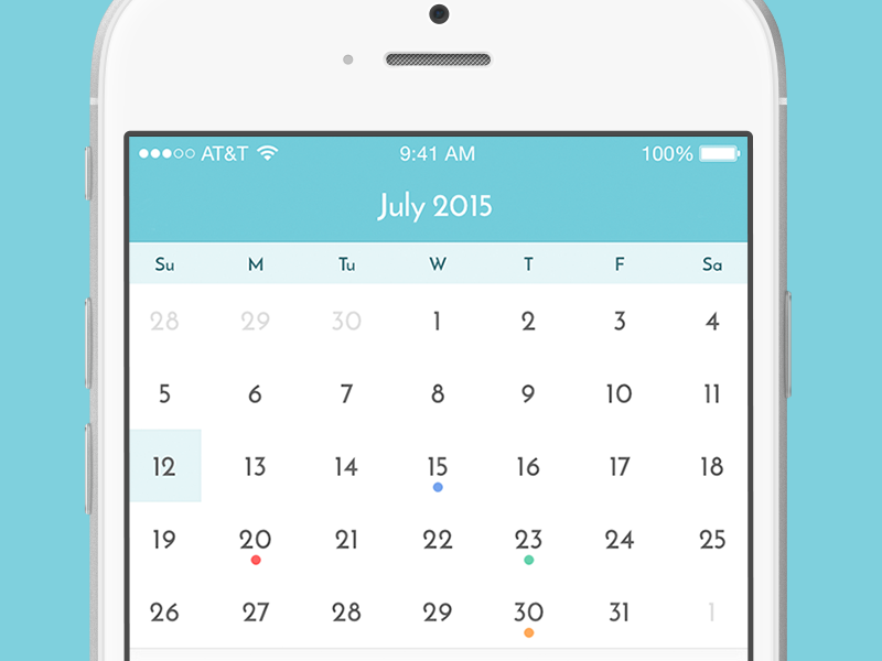 iOS Calendar UI by Adrian Phillips on Dribbble
